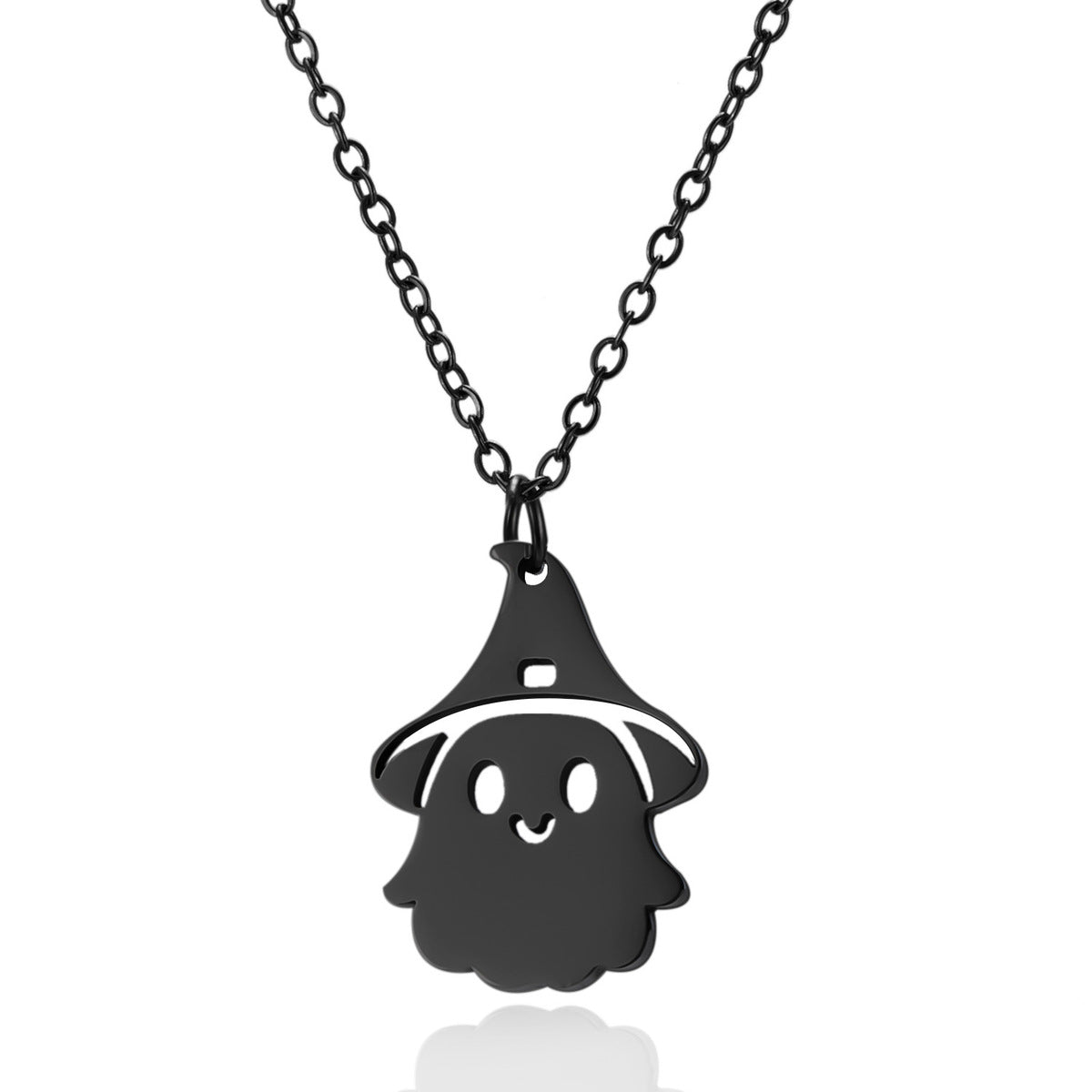 Collar con cara de calabaza de acero de titanio con elementos de Halloween