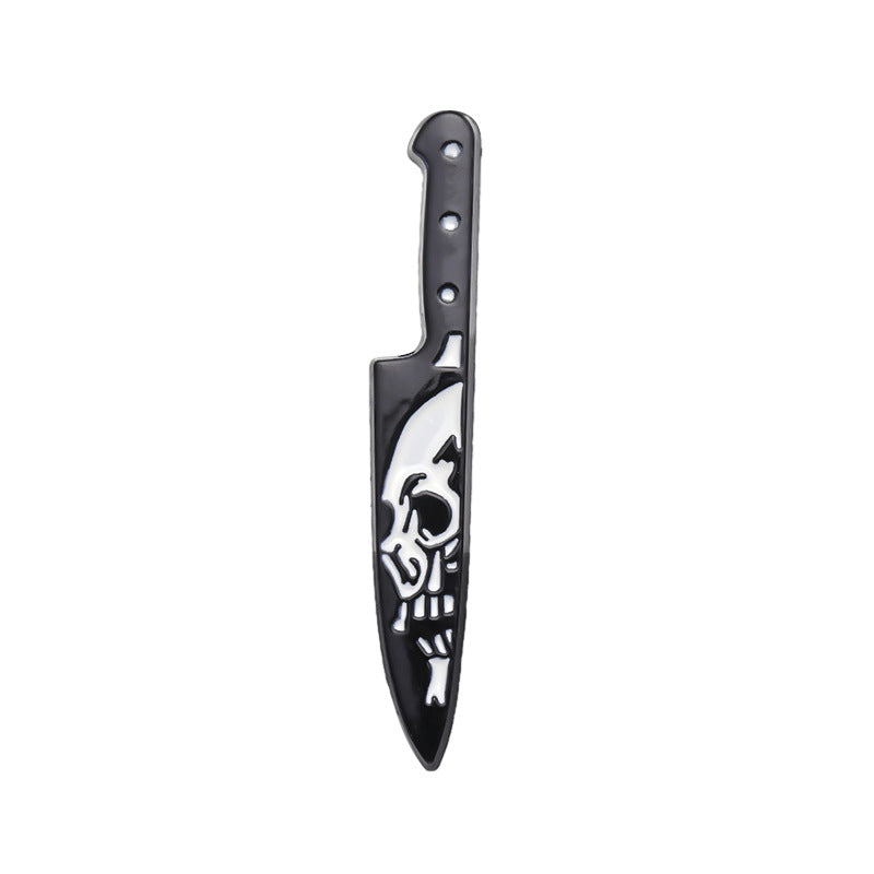 Halloween Women Punk Gothic Skull Dagger Brooch