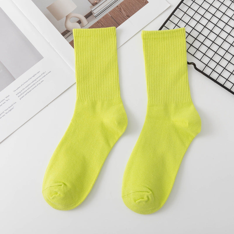 Calcetines de algodón hasta la rodilla de color liso para mujer