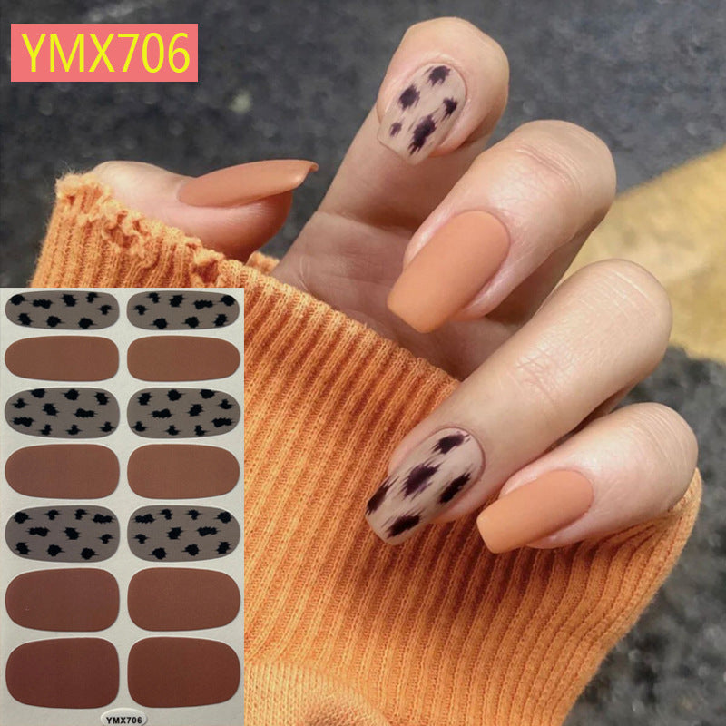 Autocollants pour ongles motif vache léopard automne et hiver