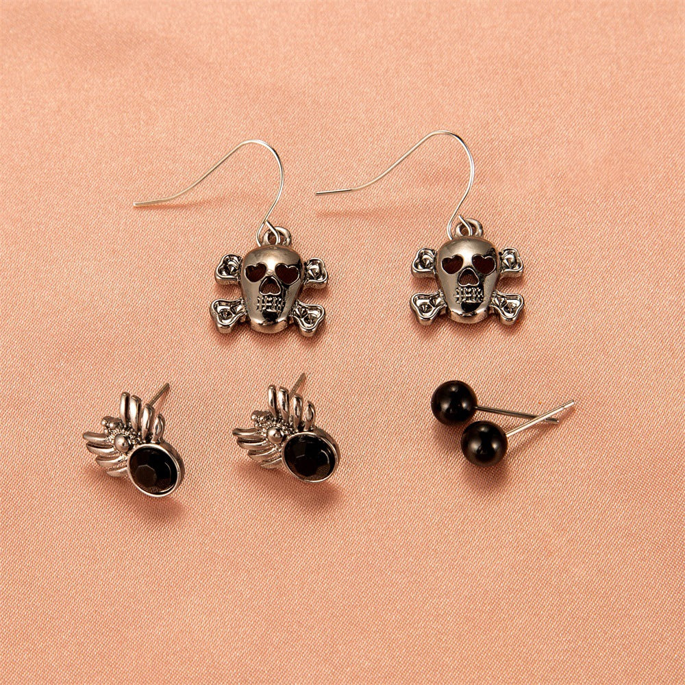 Halloween Women Cartoon Skeleton Pumpkin Bat Earrings