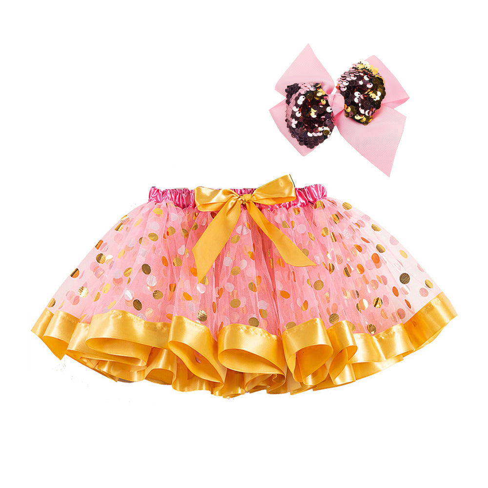 Kids Toddler Girls Halloween Pumpkin Skirt with Sequin Bow