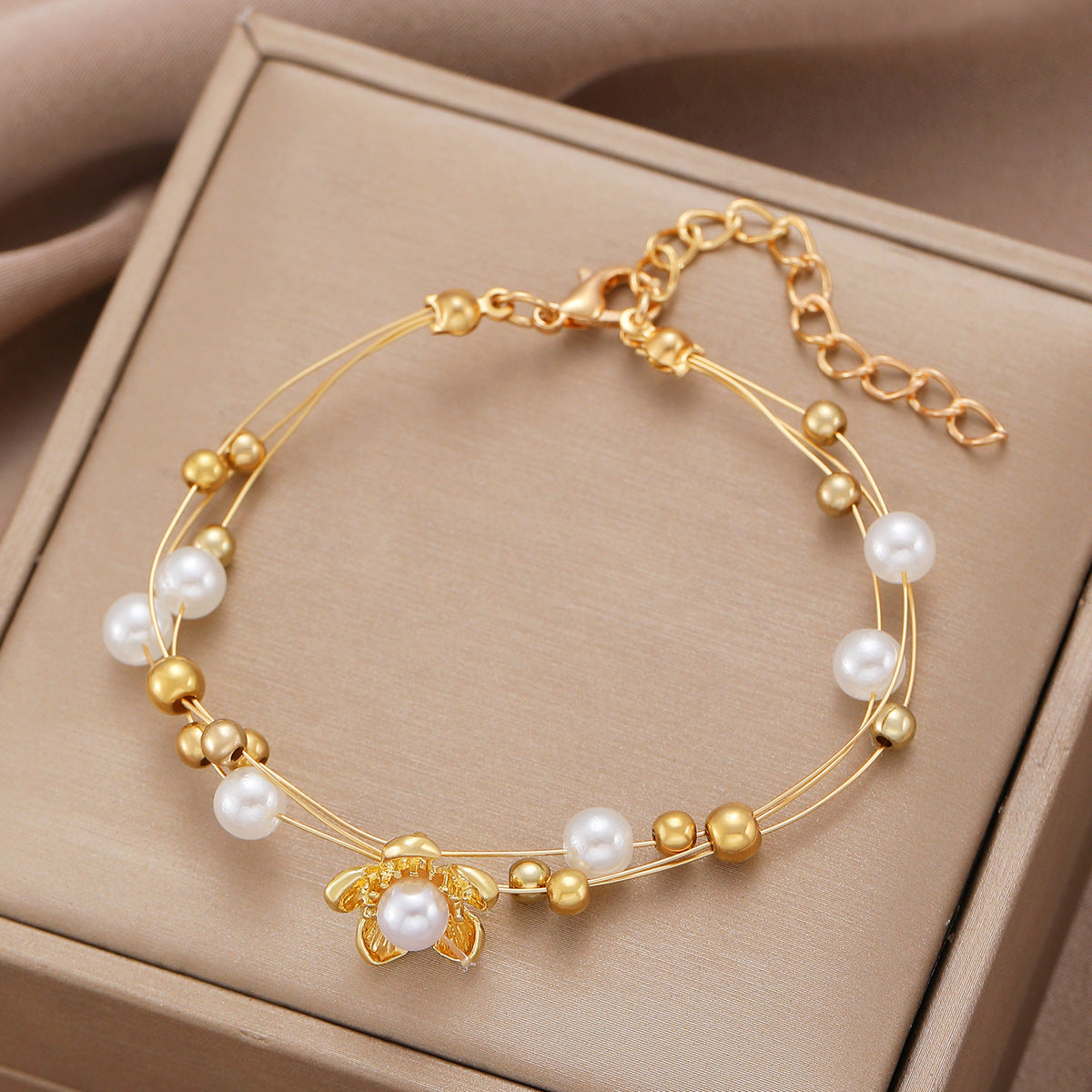 Pulsera de cuentas de doble capa retro de moda para mujer