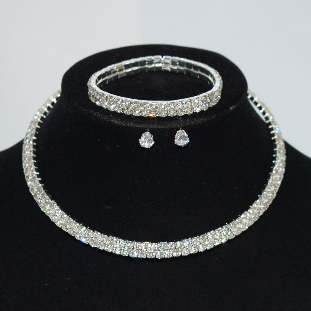 Women Fashion Simple Elegant Zircon Jewelry Trio Set