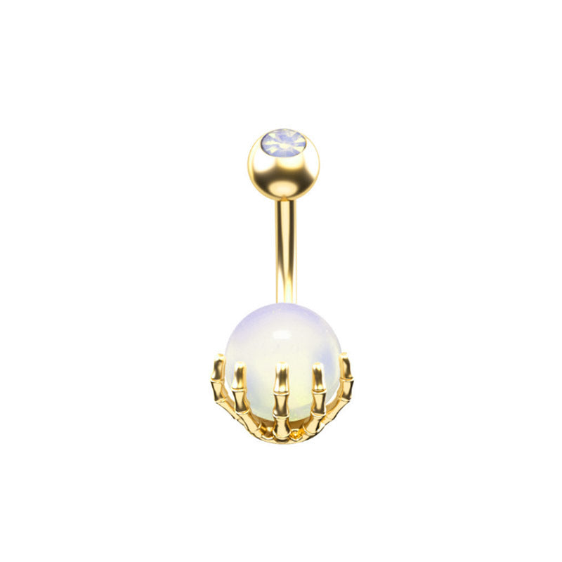 Piercing de nombril turquoise en forme de tête de mort pour femme