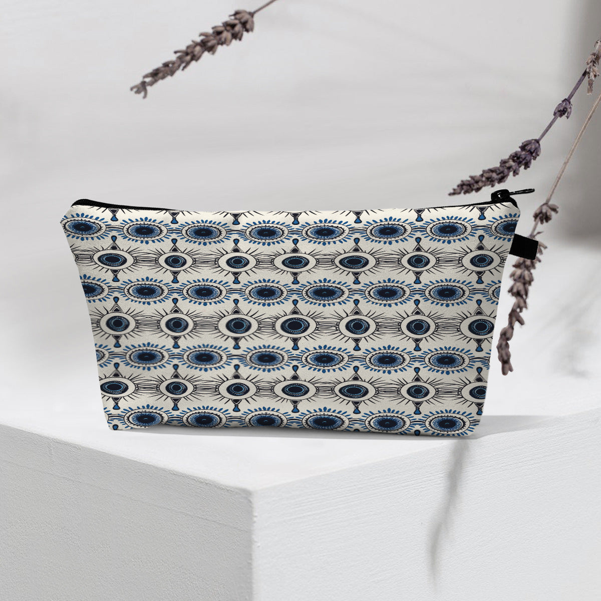Bolsa de cosméticos portátil con diseño de mal de ojo para mujer