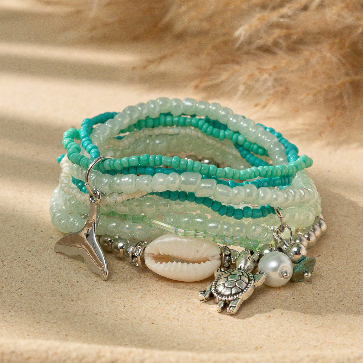 Ensemble de bracelets bohèmes extensibles multicolores en perles de riz