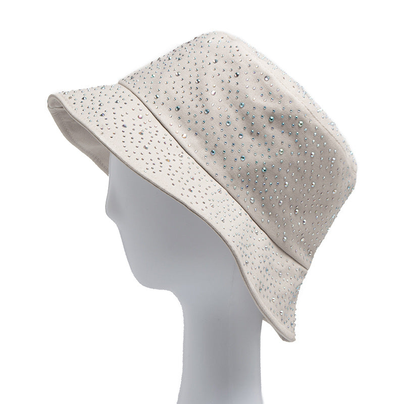 Women Simple Fashion Rhinestone Sunshade Bucket Hats