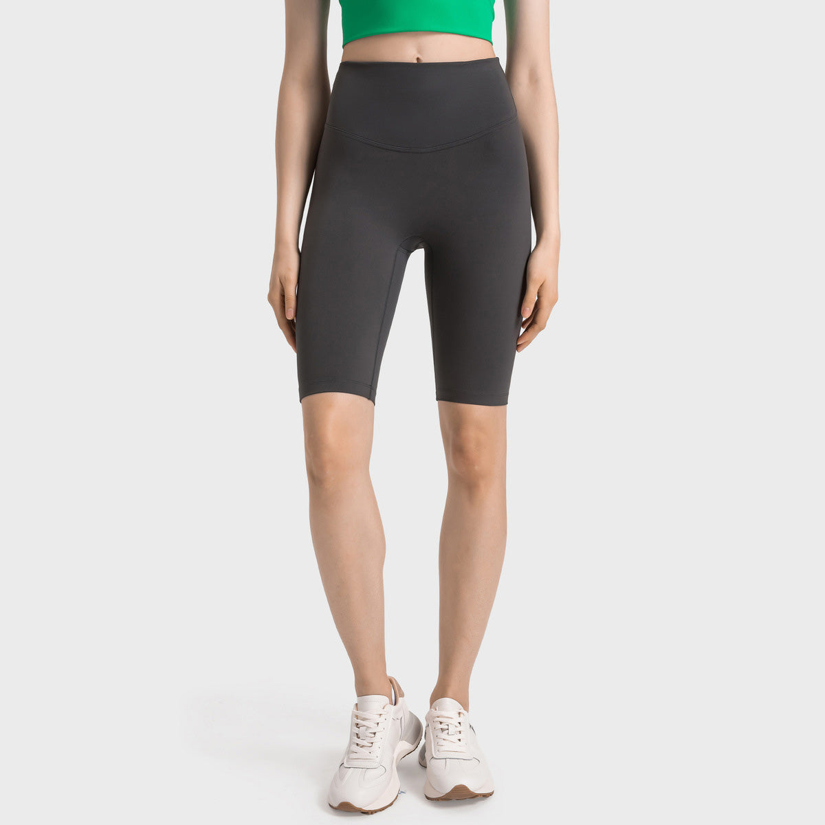 Short de yoga taille haute décontracté et tendance pour femme, couleur unie
