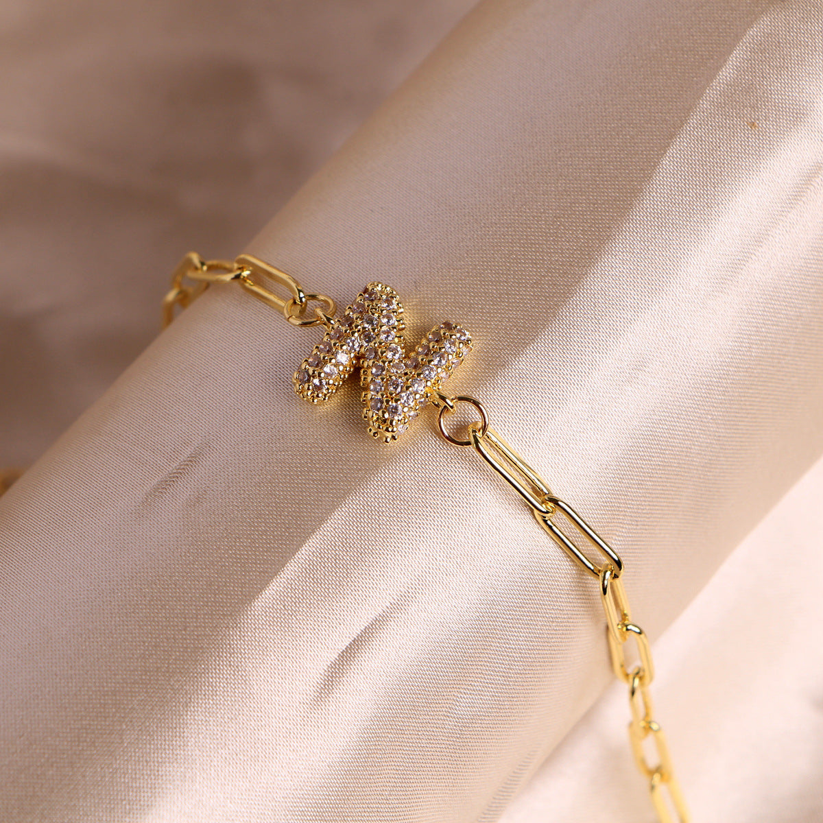 Fashion 26 Zircon Alphabet Clip Chain Bracelet