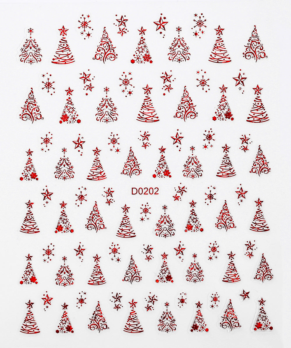 Parche adhesivo para uñas con diseño de alce y copo de nieve navideño, pegatinas bronceadoras para uñas