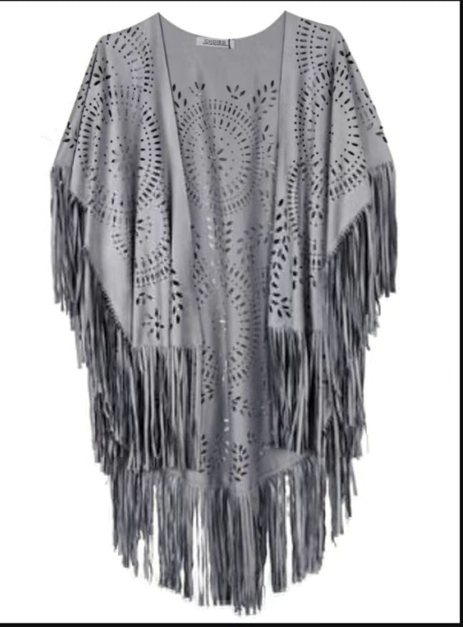 Chal de gamuza con borlas para mujer, estilo bohemio, de verano