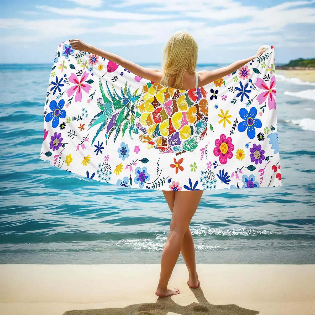 Toalla de playa de secado rápido con estampado de rizo de doble cara