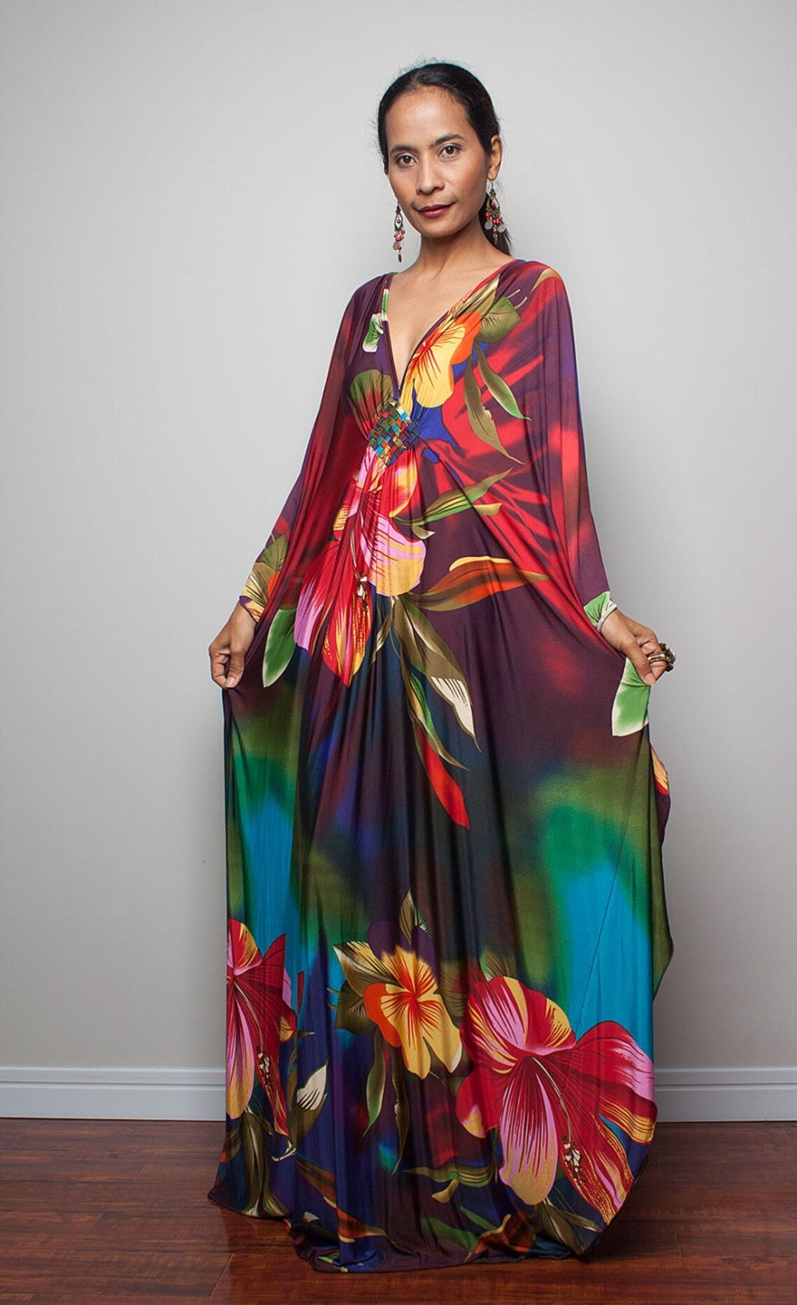 Robe de plage ample en polyester imprimé