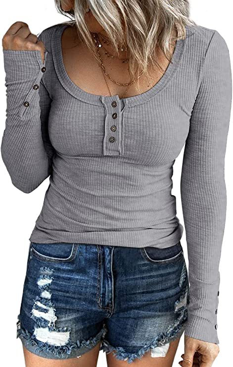 Women Fashion Solid Color Long Sleeve Blank T-Shirt