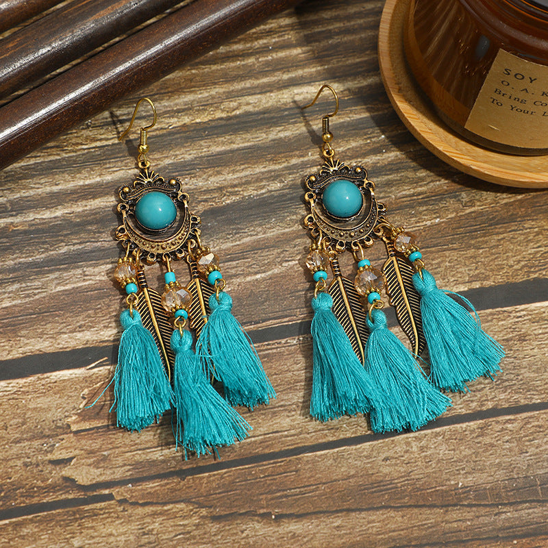 Pendientes con borlas retro de estilo étnico bohemio