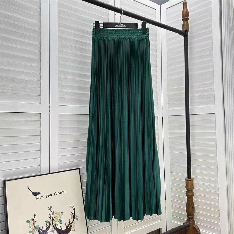 Women Fashion Solid Color Pleated Skirt in Cotton Silk