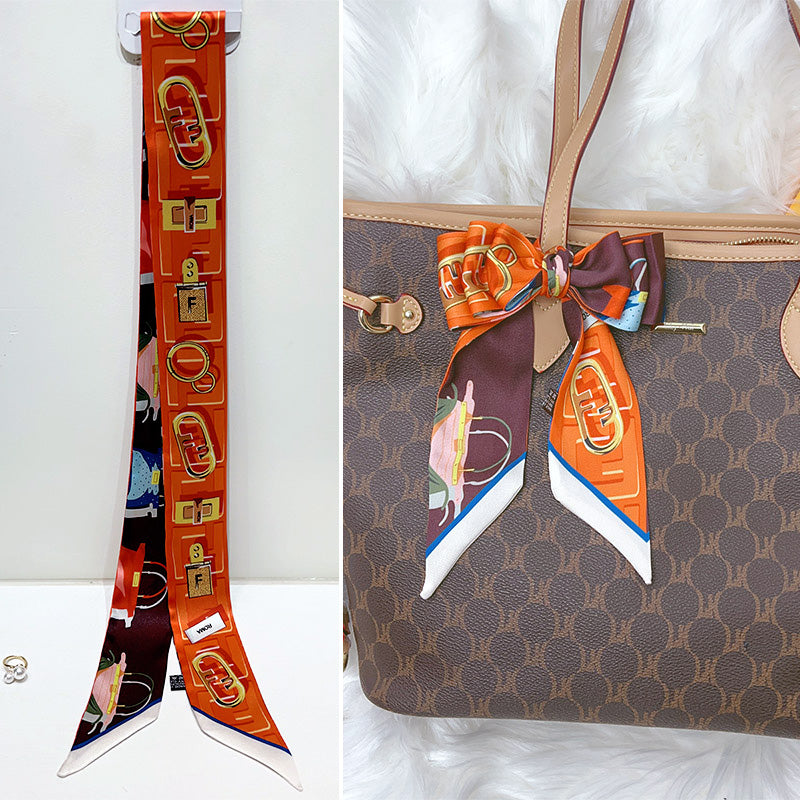 Fashion Printed Ribbon Tie Bag Handle Scarf