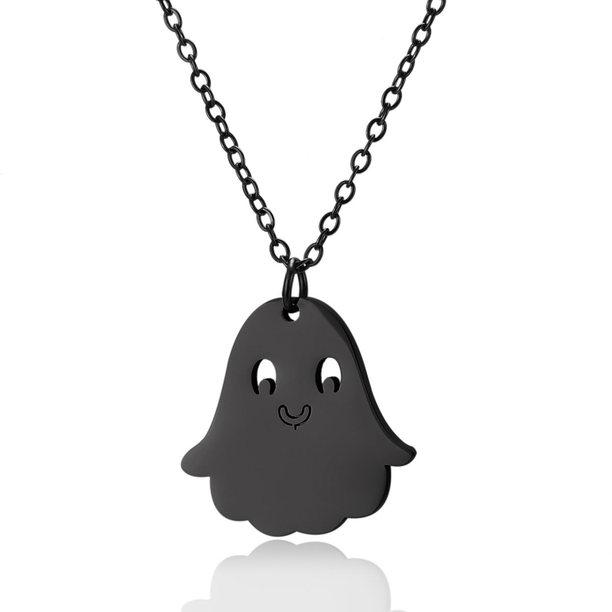 Collar con cara de calabaza de acero de titanio con elementos de Halloween