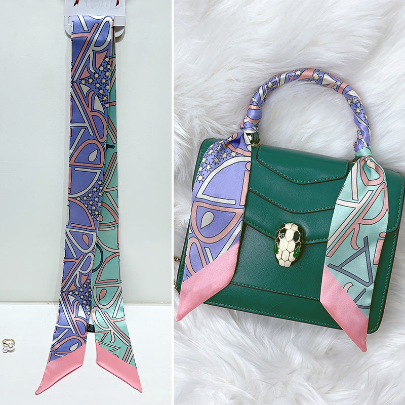 Bufanda con asa para bolso con lazo estampado de moda