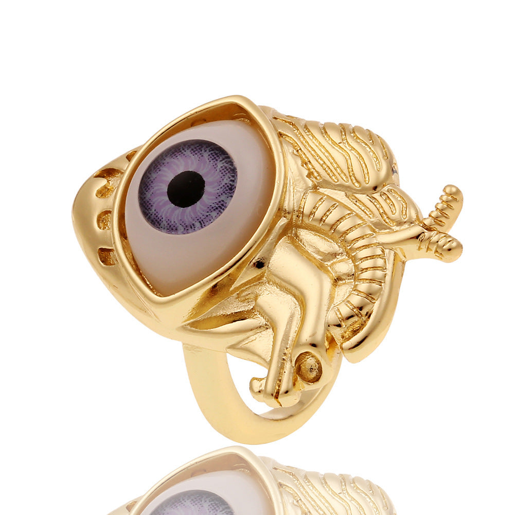 Anillos creativos de moda con diseño de ojo malvado bañados en cobre para mujer