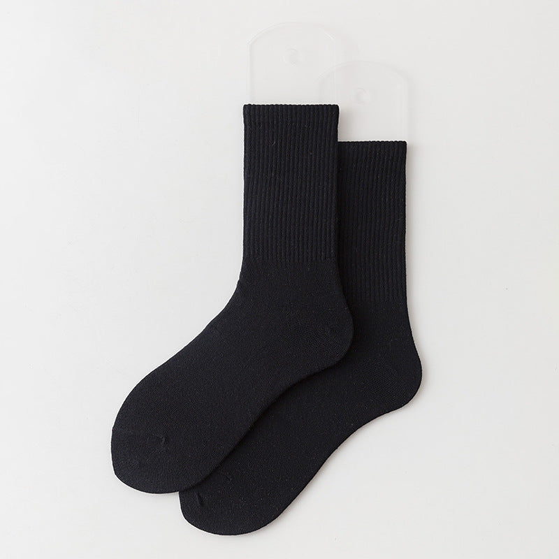 Calcetines casuales de algodón de color sólido para mujer