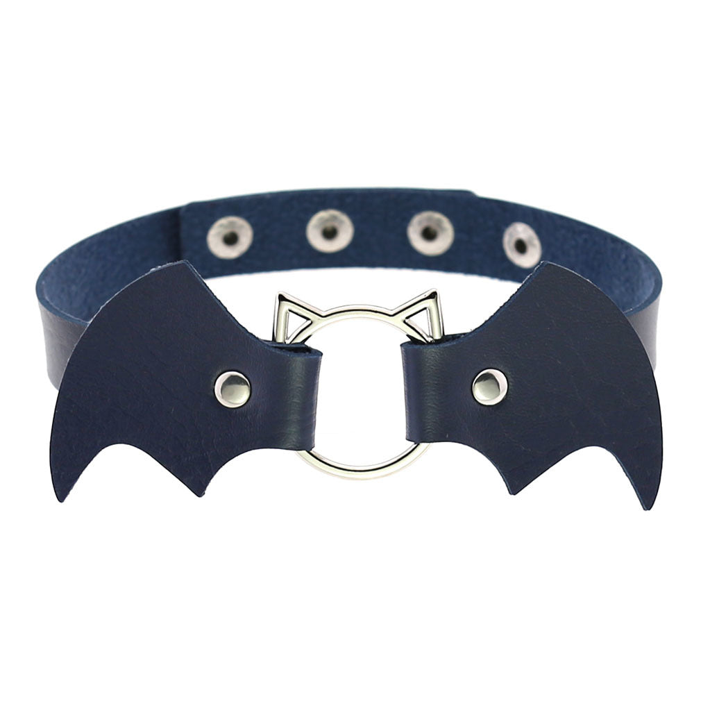Halloween Women Gothic Bat Pu Leather Chokers