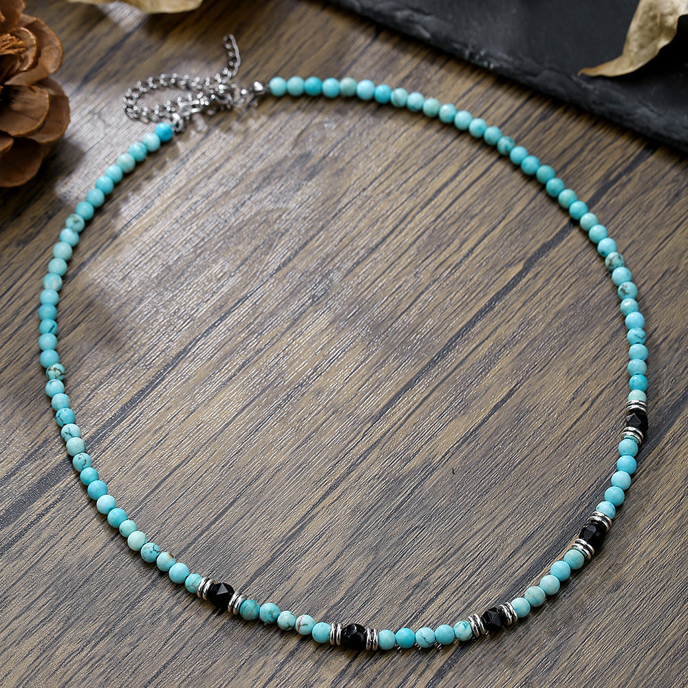 Collar de cuentas turquesas de moda para hombre