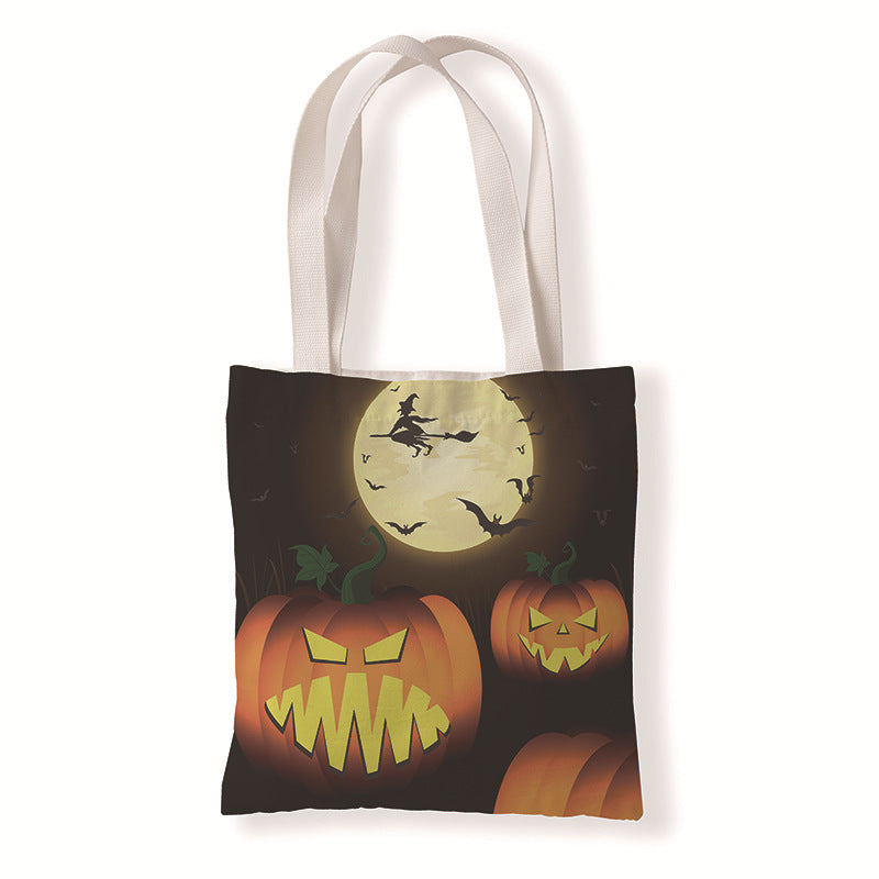 Bolsa de lona con estampado de calabaza de Halloween para uso diario