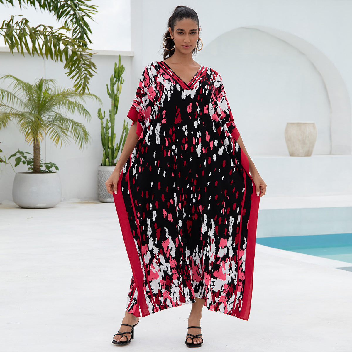 Traje de baño de cuello en V con estampado informal a la moda para mujer