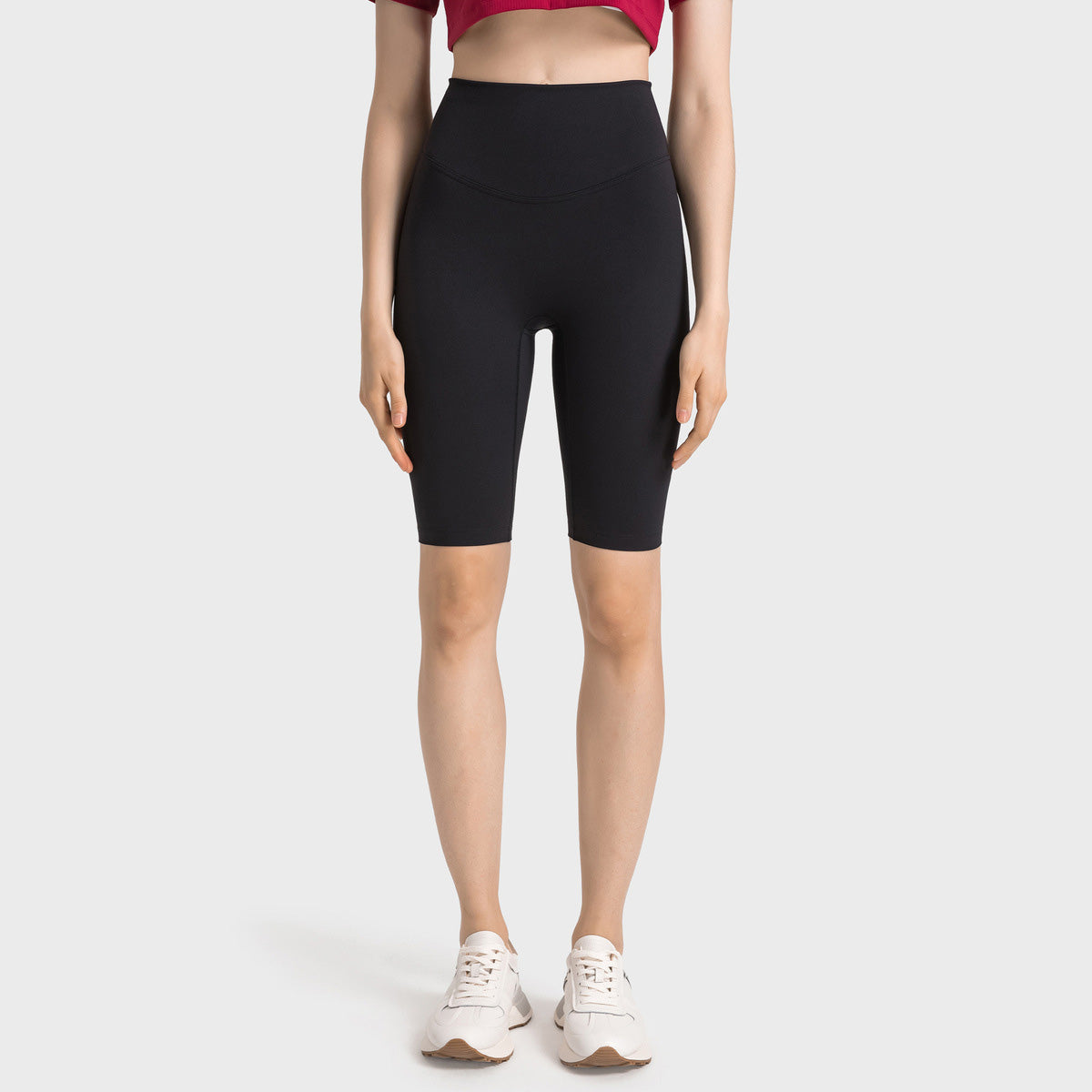Short de yoga taille haute décontracté et tendance pour femme, couleur unie
