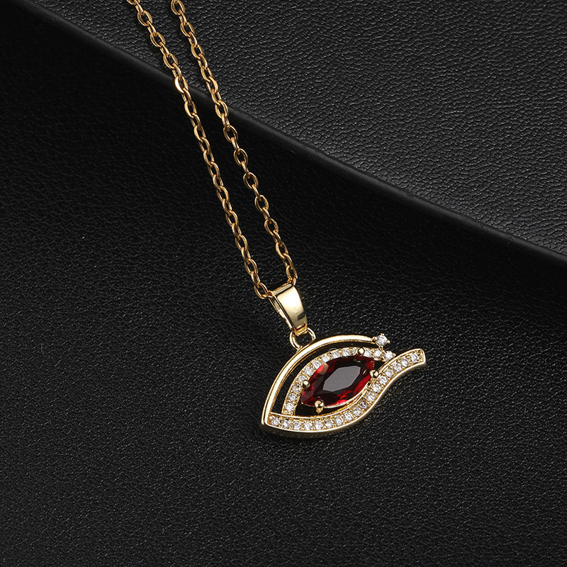 Collar con colgante de ojo de diablo de circonita multicolor para mujer