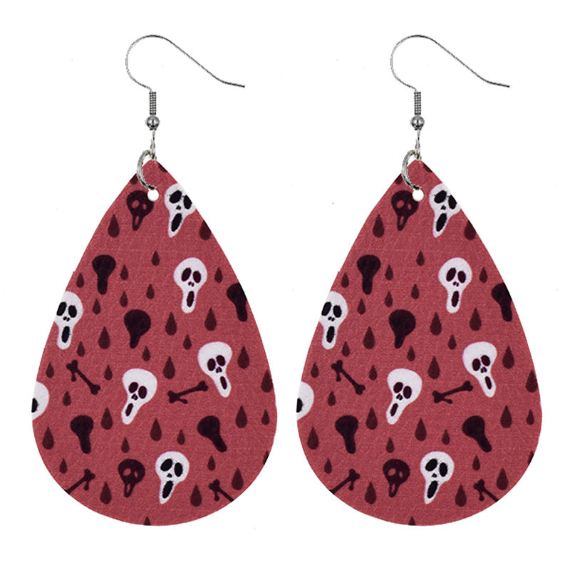 Halloween Women'S Leather Spider Pumpkin Earrings