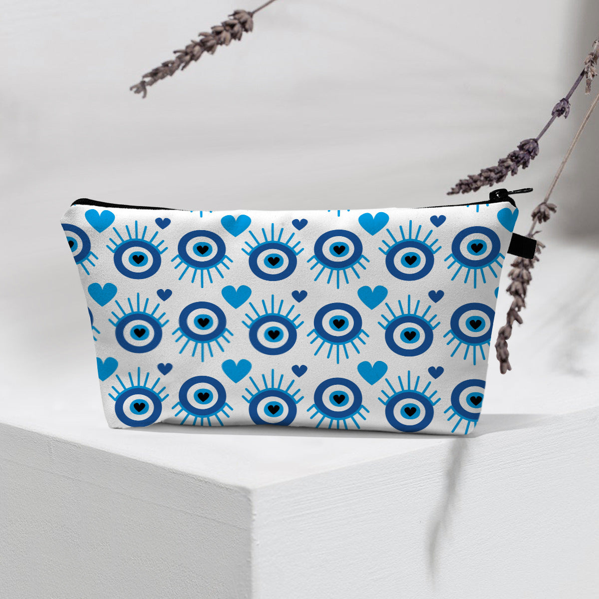 Bolsa de cosméticos portátil con diseño de mal de ojo para mujer
