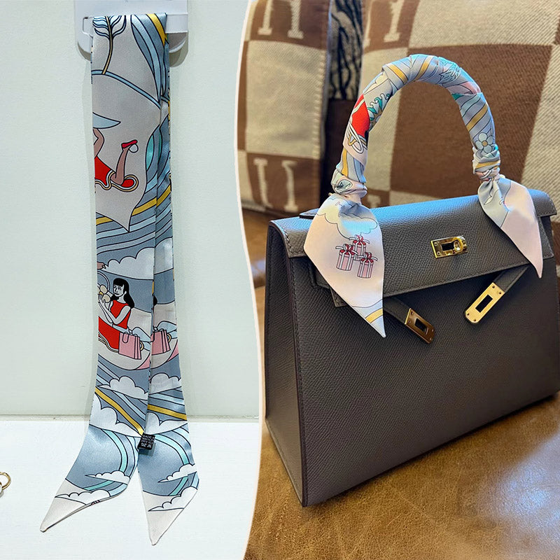 Bufanda con asa para bolso con lazo estampado de moda