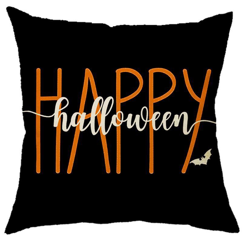 Halloween Pumpkin Skull Print Linen Sofa Cushion Cover