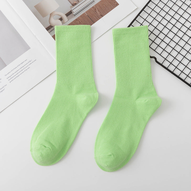 Calcetines de algodón hasta la rodilla de color liso para mujer