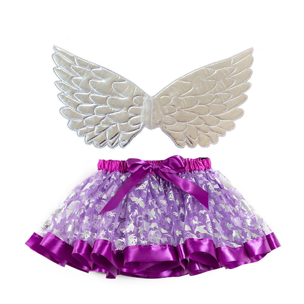 Falda tutú con alas doradas de Halloween para niñas pequeñas