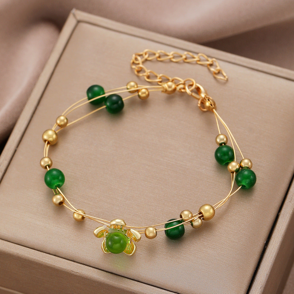 Pulsera de cuentas de doble capa retro de moda para mujer