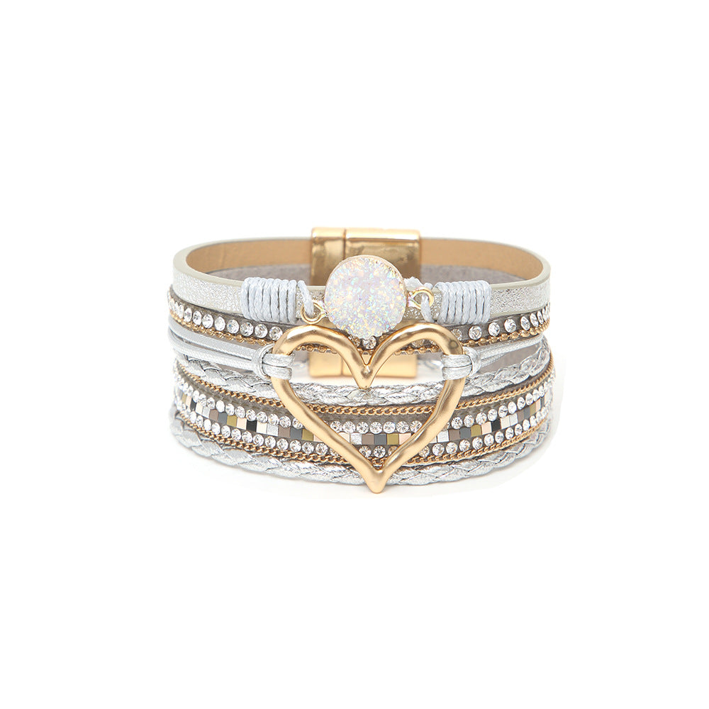 Bohemian Multi-Layer Leather Heart Bracelet