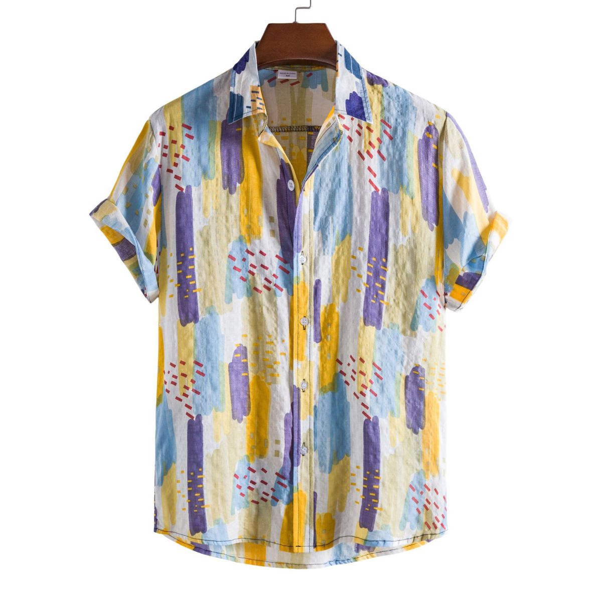 Camisa informal de vacaciones para hombre con estampado de flores diminutas en 3D