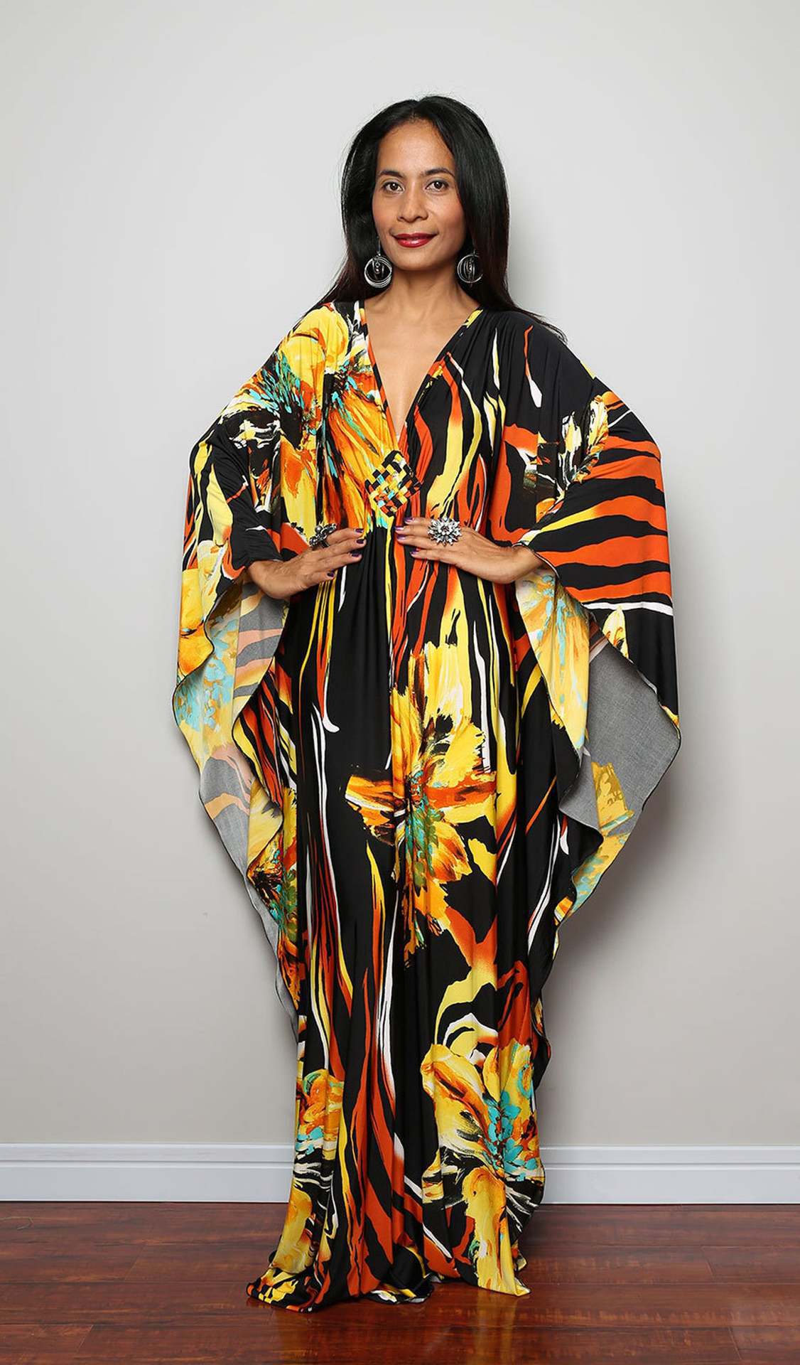 Robe de plage ample en polyester imprimé