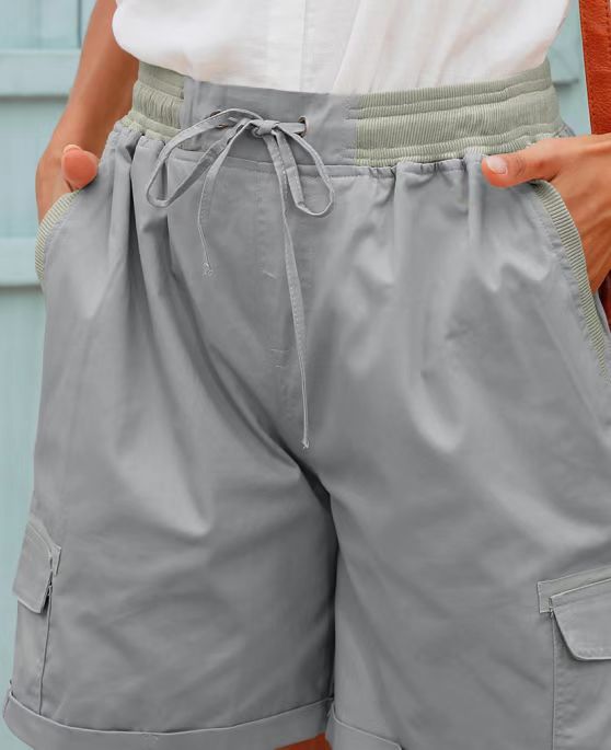 Short taille haute décontracté de couleur unie pour femme