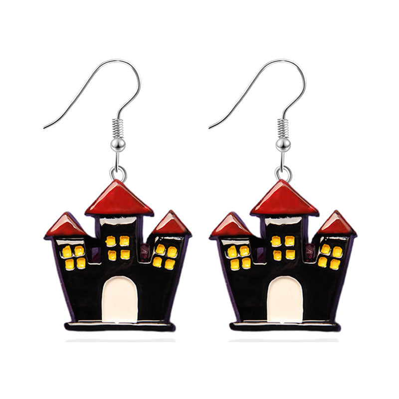 Pendientes de resina con diseño divertido de murciélago, calabaza y fantasma para Halloween para mujer