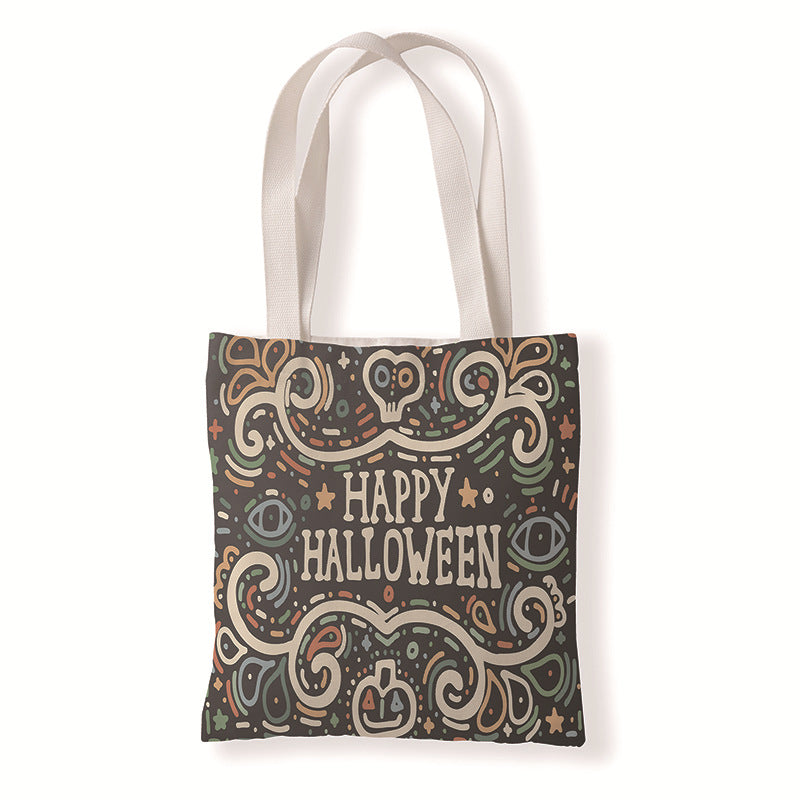Bolsa de lona con estampado de dibujos animados de Halloween y terror