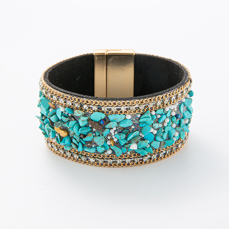Pulsera de ala ancha con diamantes de imitación de Bohemian Wind