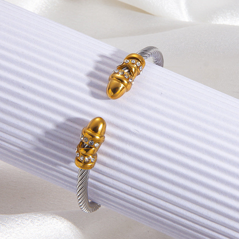 Women Fashion Steel Wire Rope Titanium Steel Twist Bracelet