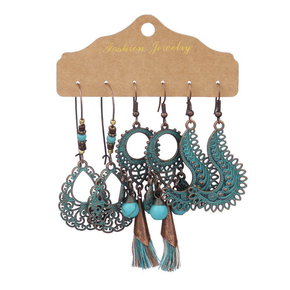Boucles d'oreilles longues bohèmes en forme de goutte turquoise
