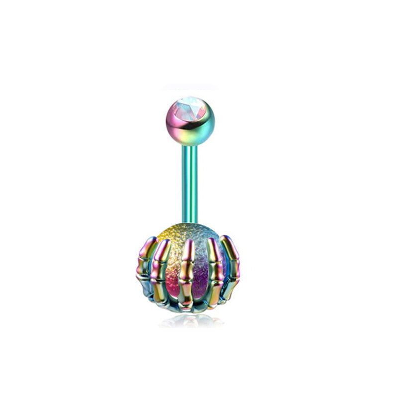 Piercing de nombril turquoise en forme de tête de mort pour femme
