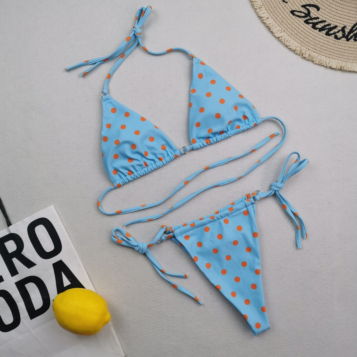 Women Sexy Lace-Up Print Bikini